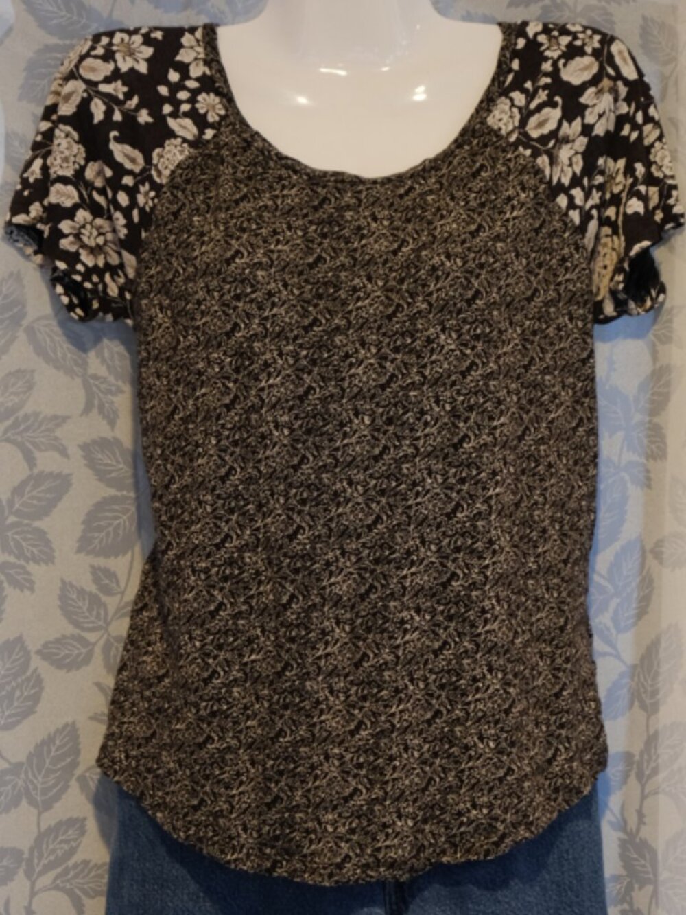 Lucky Brand Black & White Floral Cotton Top | Women’s Business Casual Shir